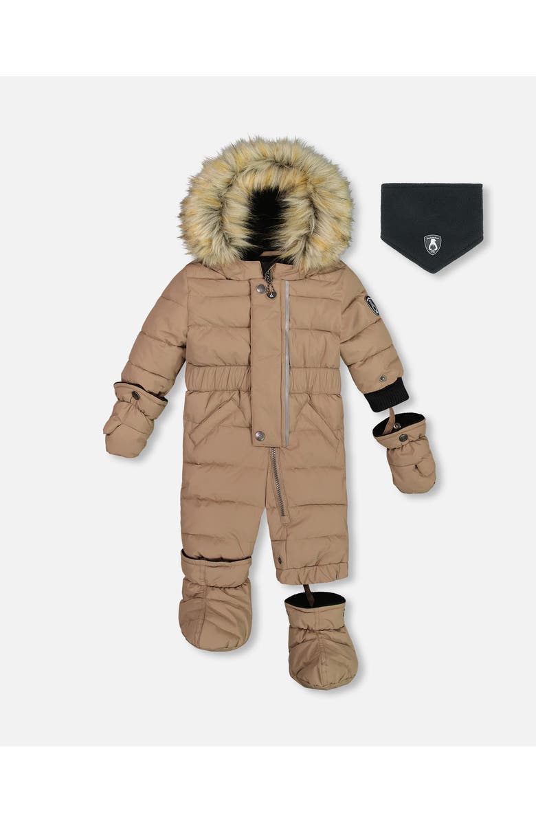 Deux par Deux Baby Unisex One Piece Baby Snowsuit Coffee, Main, color, 