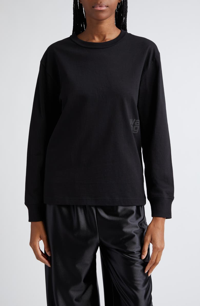 Alexander Wang Essential Puff Logo Cotton Jersey Crewneck T-Shirt, Main, color,