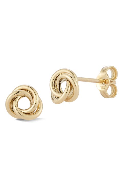 14k Gold Love Knot Stud Earrings
