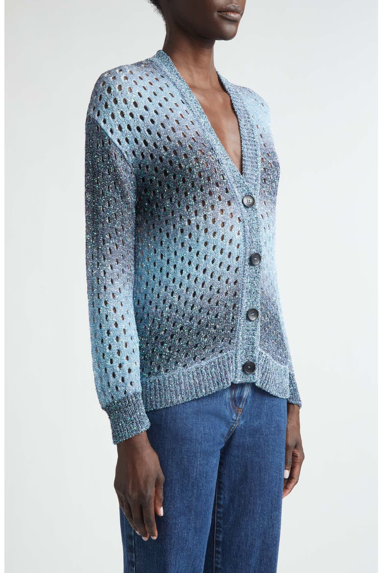 Sequin Embellished Open Stitch Ombré Cardigan, Alternate, color, BLUE