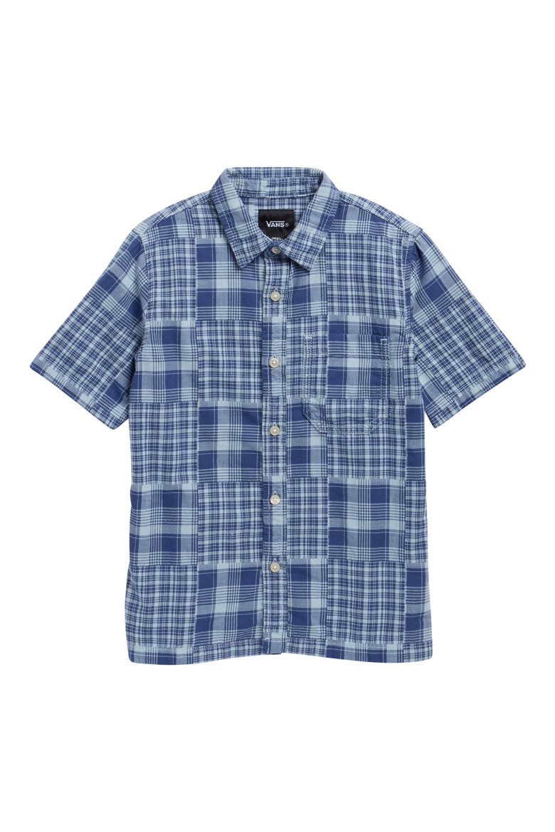 Kids' Larkspur Mixed Plaid Short Sleeve Shirt, Main, color, TRUE NAVY