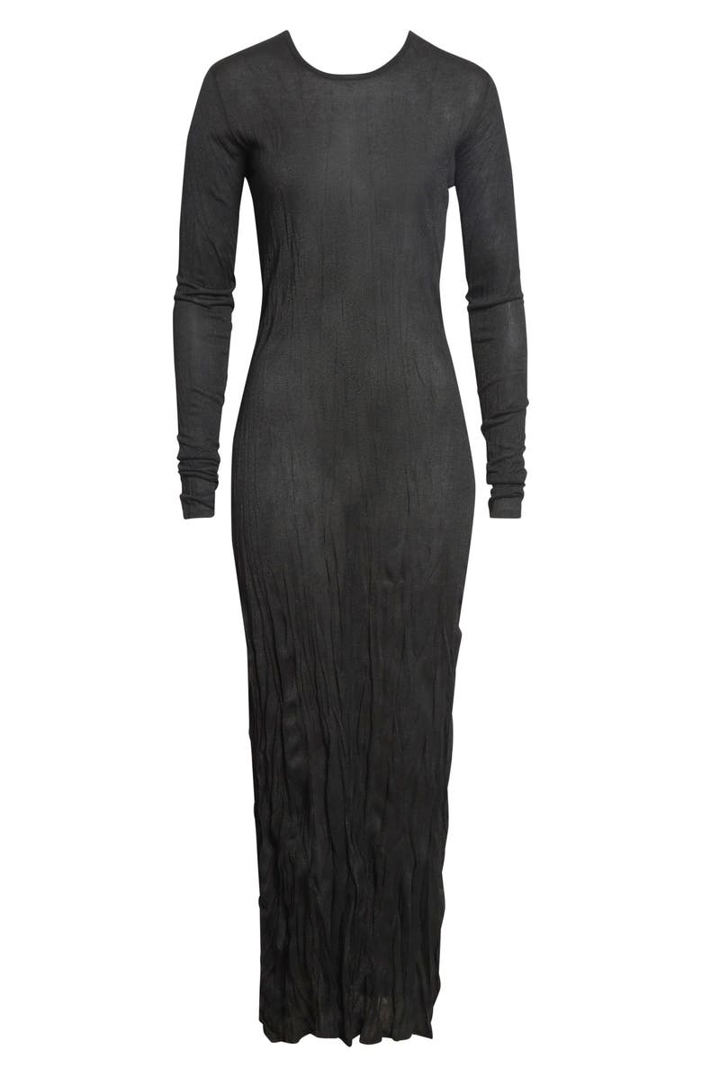 TOTEME Crinkled Long Sleeve Column Sweater Dress, Alternate, color, Black