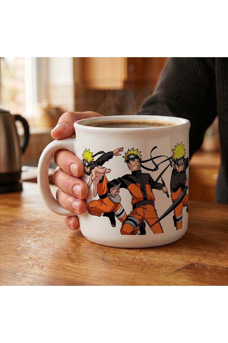 20 oz Naruto Shippuden Fight Action Ceramic Camper Mug, Alternate, color, White