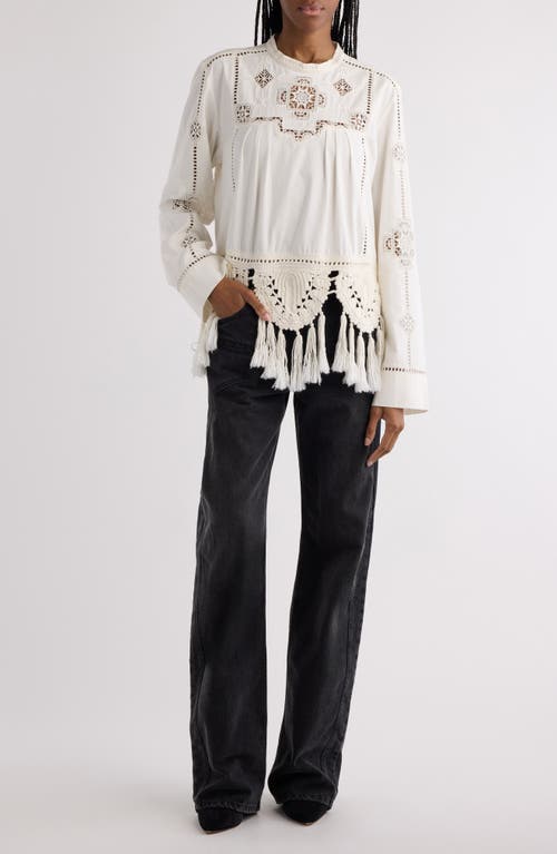 Shop Isabel Marant Severine Cotton Peasant Top In White