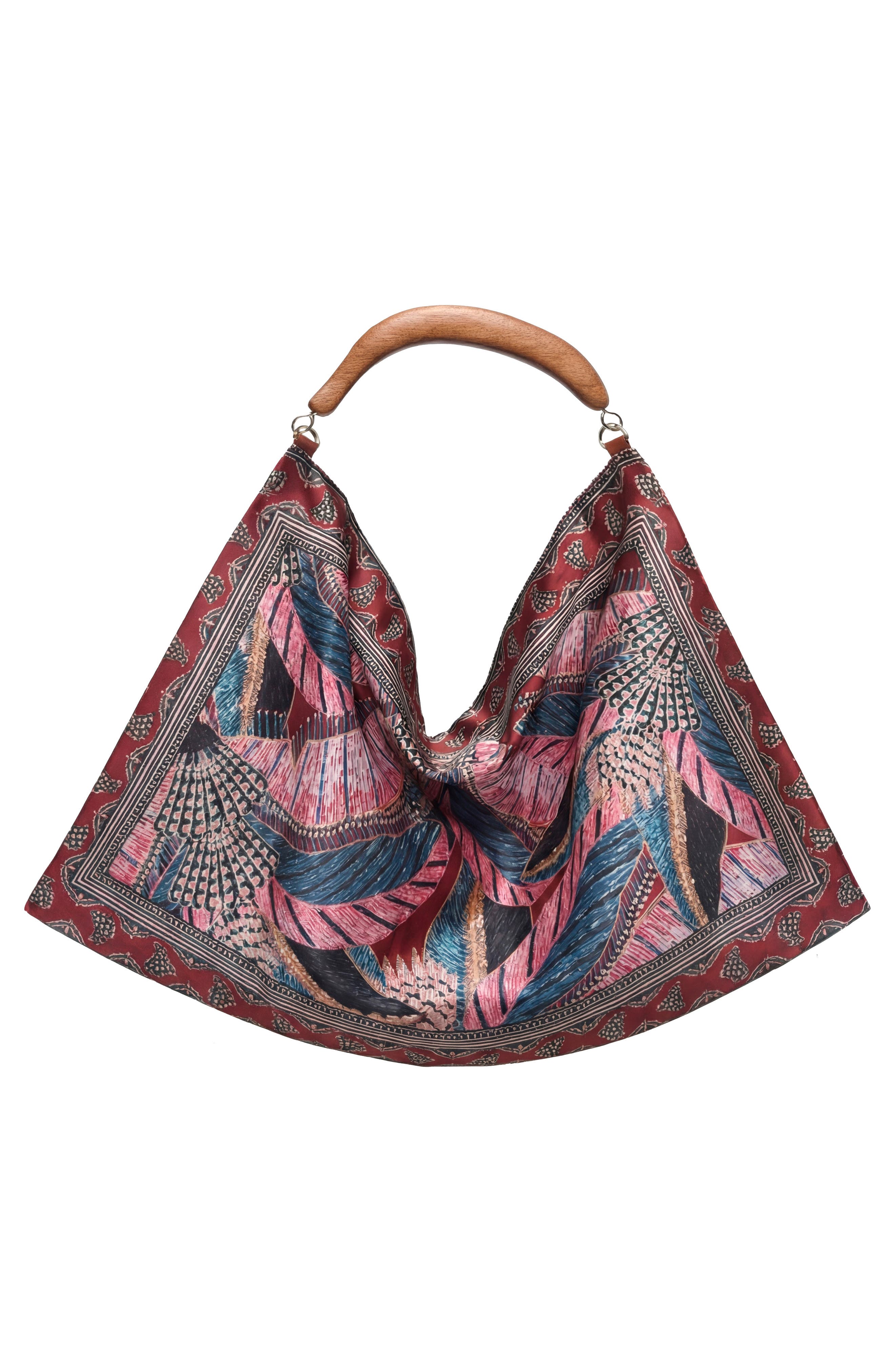 Scarf Large Hobo Bag, Alternate, color, BIRDS REFUGE DARK RE