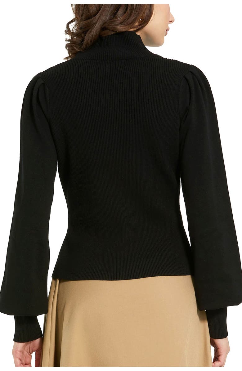 Mac Duggal Ribbed Knit Balloon Sleeve Turtle Neck Sweater, Alternate, color, 