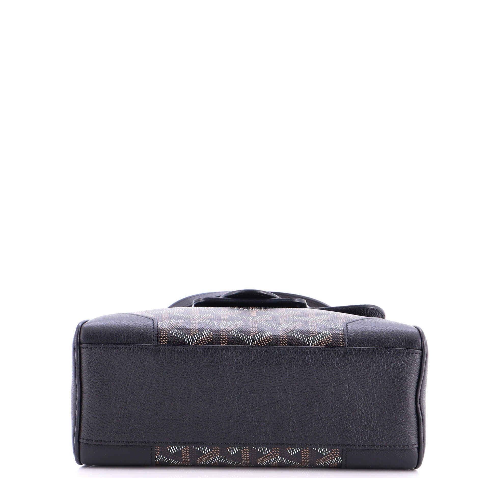 Pre-Owned Goyard Saigon Top Handle Bag Coated Canvas with Leather Mini, Alternate, color, Black
