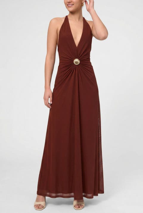 Sabella Mesh Halter Maxi Dress