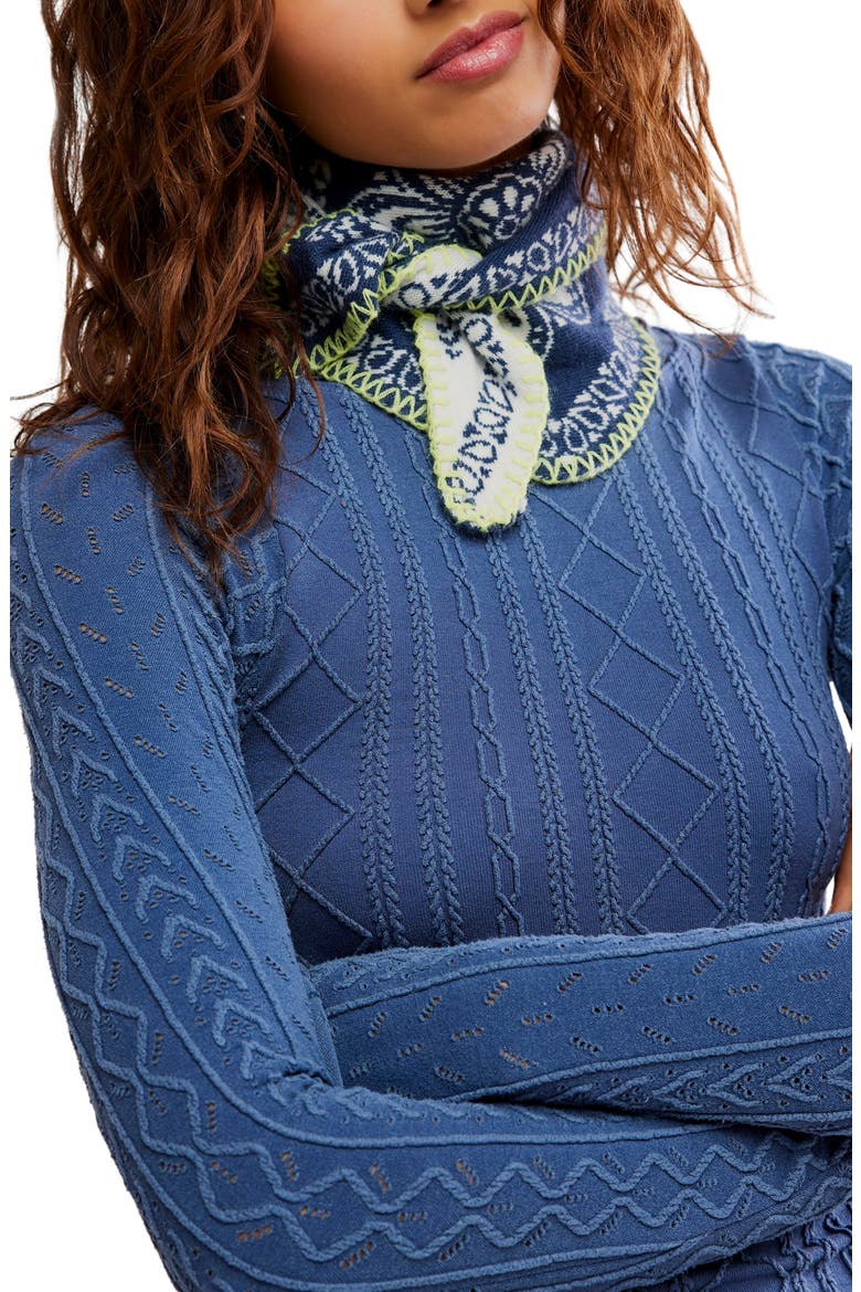 Carmen Knitted Triangle Scarf, Main, color, DENIM JEANS