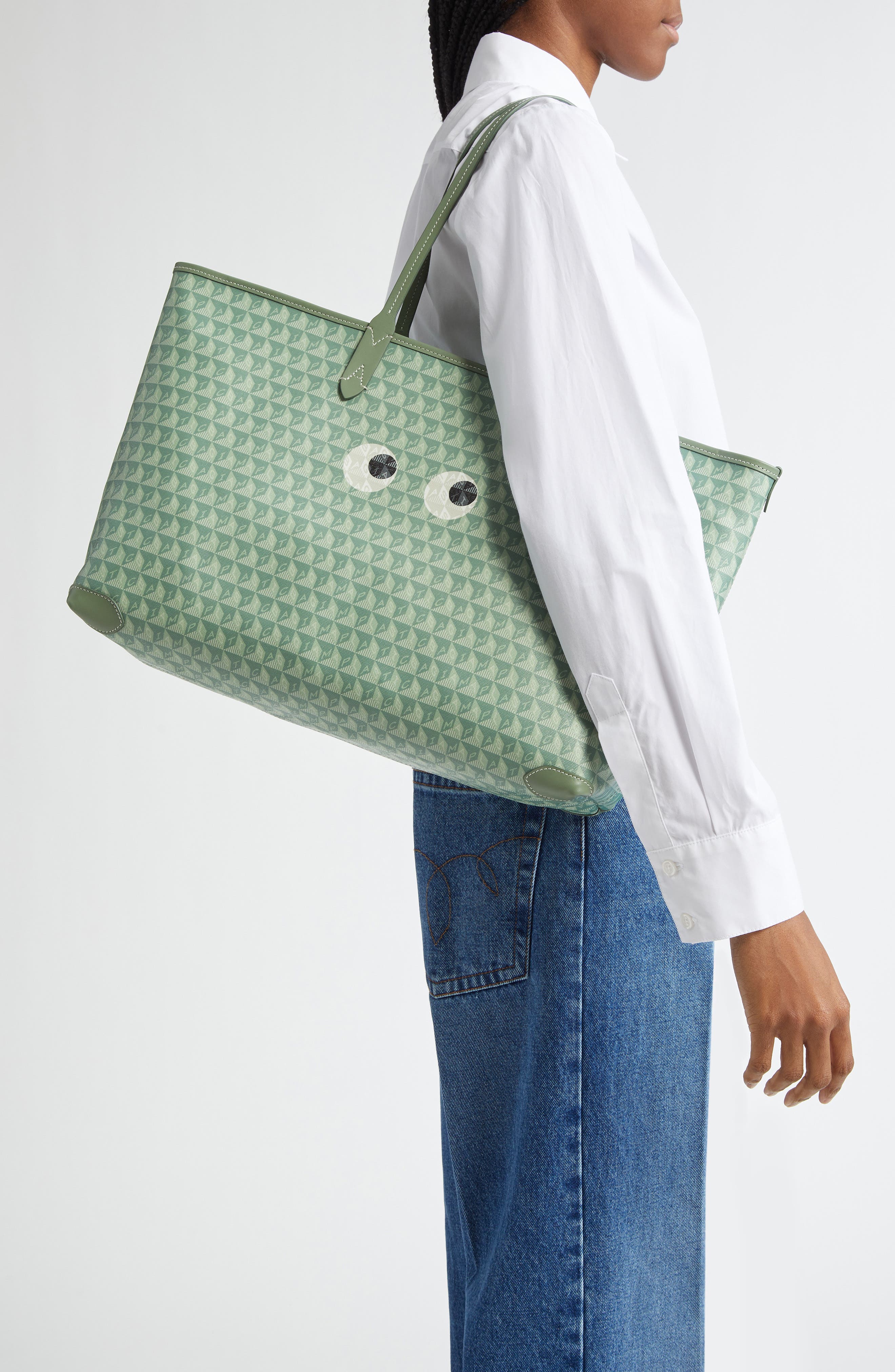 Anya Hindmarch I Am a Plastic Bag Wink Eyes Recycled Coated Canvas Tote, Alternate, color, 