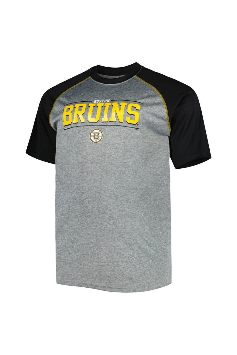 Men's Heather Gray Boston Bruins Big & Tall Logo Raglan T-Shirt, Alternate, color, Heather Gray