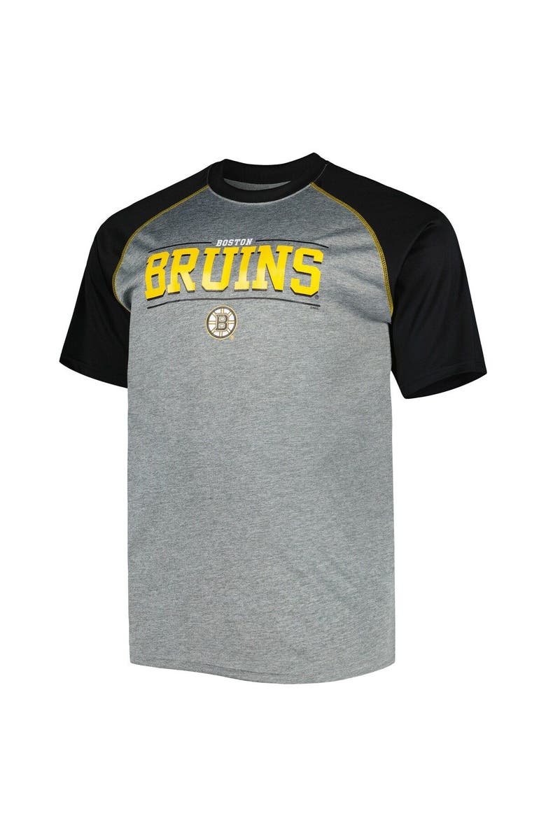 PROFILE Men's Heather Gray Boston Bruins Big & Tall Logo Raglan T-Shirt, Alternate, color, 