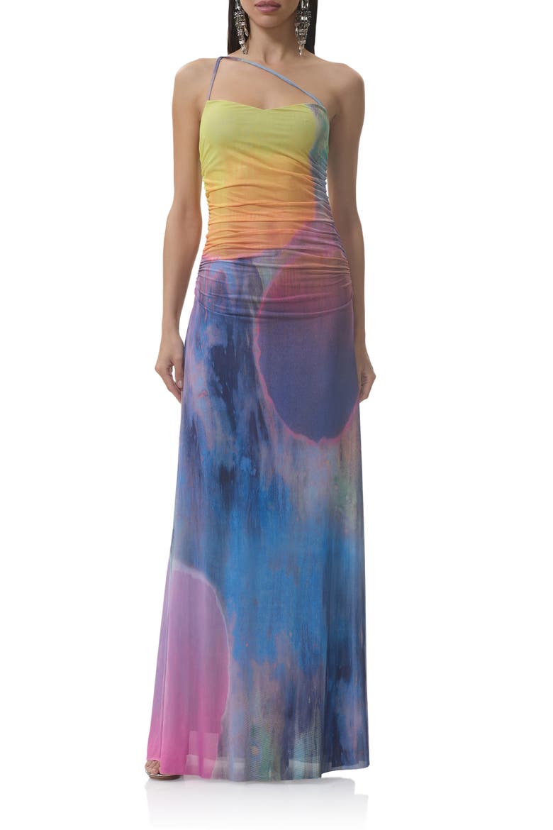 Lana One-Shoulder Maxi Dress, Main, color, PLACED MIDNIGHT DOT