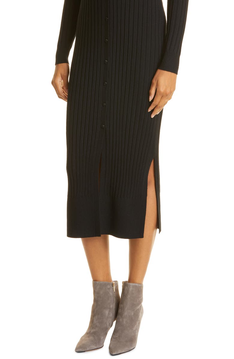 Club Monaco Ribbed Long Sleeve Wool Sweater Dress, Alternate, color,