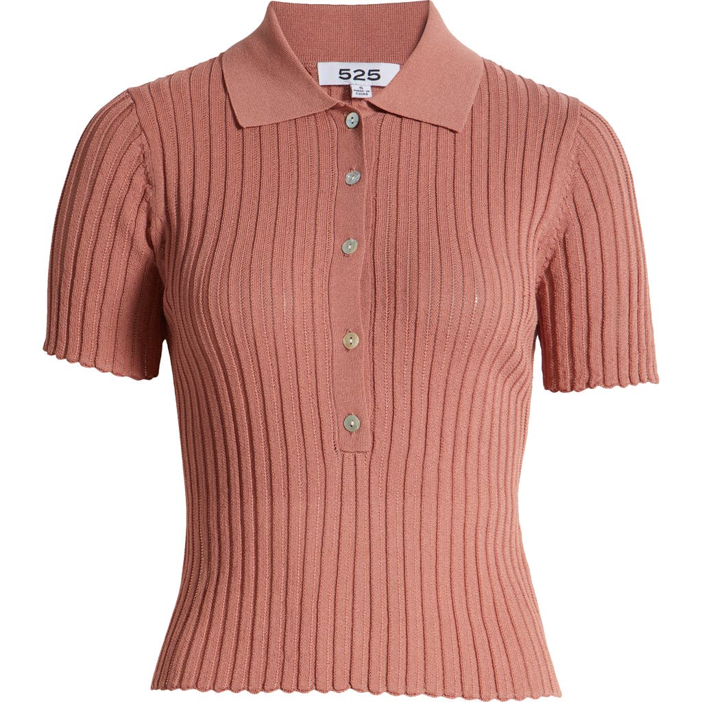 525 Maya Semi Sheer Johnny Collar Top In Rose