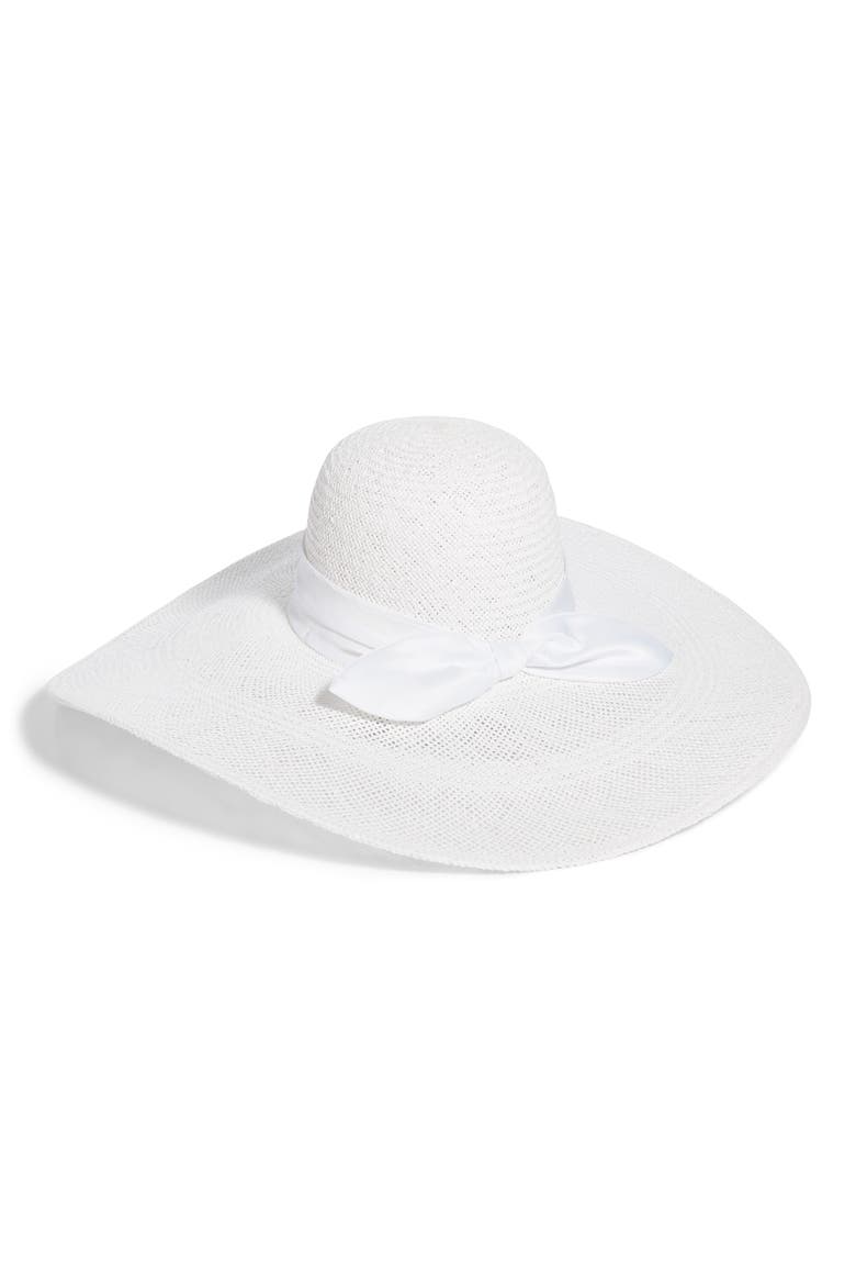 Large Brim Straw Hat, Main, color, WHITE COMBO