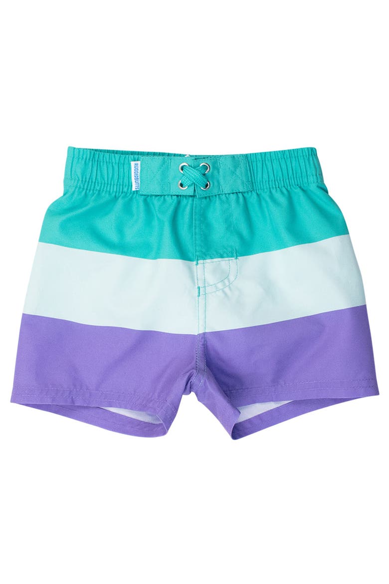 Boys UPF50+ Swim Trunks, Main, color, Green Purple Colorblock