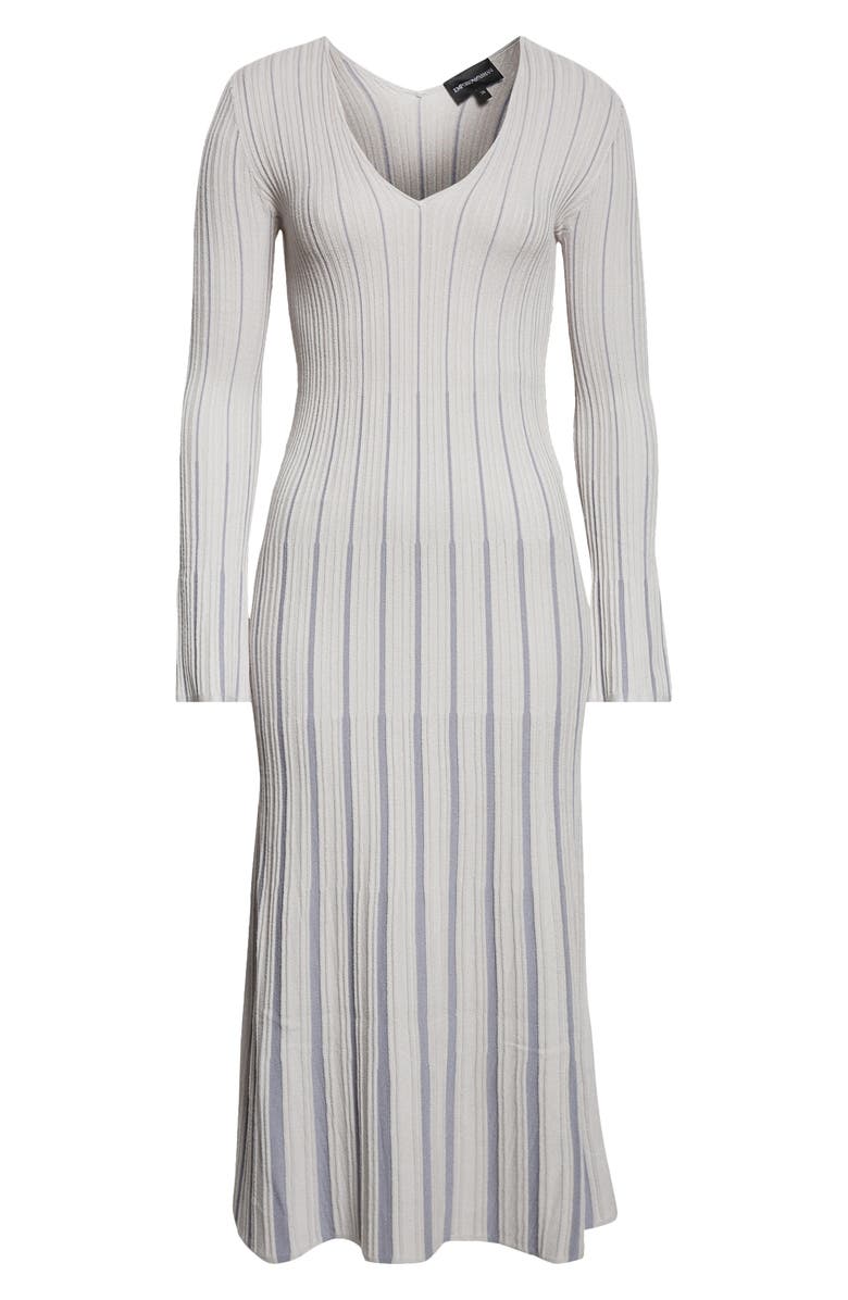 Emporio Armani Long Sleeve Rib Sweater Dress, Main, color, Pearl