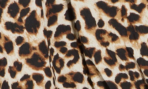 RENEE C RENEE C LEOPARD SMOCK SURPLICE LONG SLEEVE TOP 