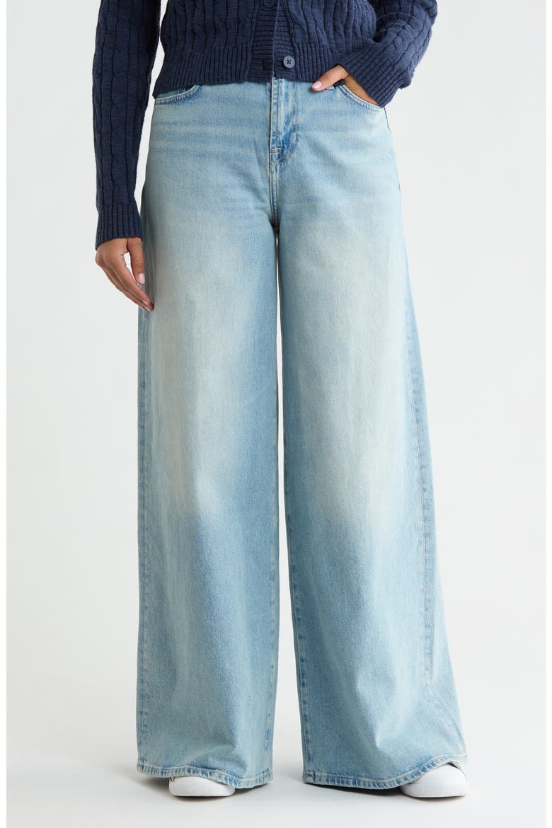 Ravyn High Waist Cuffed Wide Leg Jeans, Main, color, SEA BLUE
