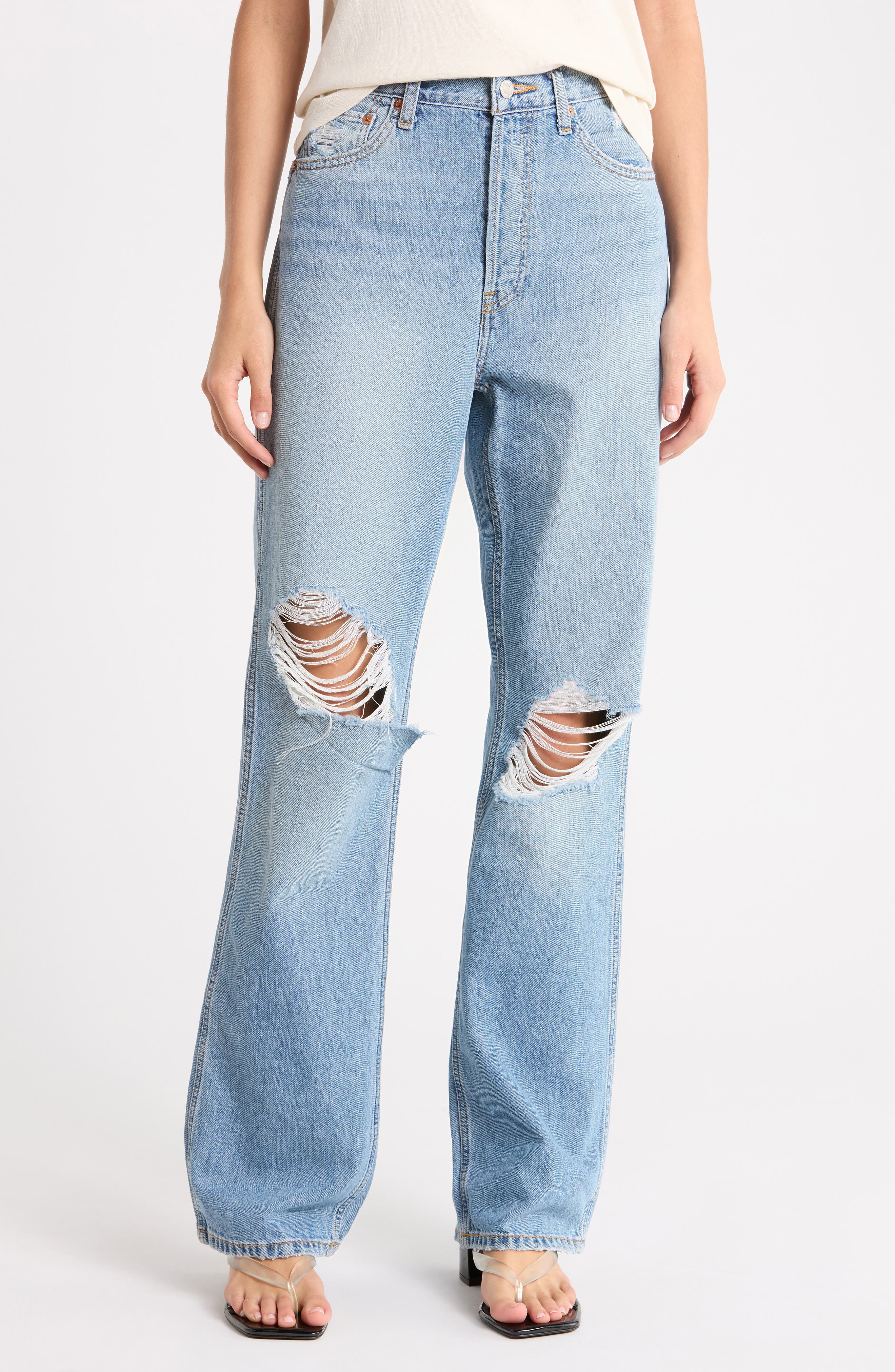 90s High Rise Distressed Loose Fit Jeans