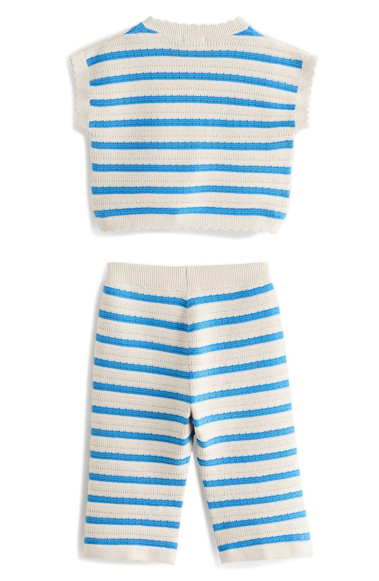 NEXT Kids' Stripe Short Sleeve Cotton Cardigan & Pants Set, Alternate, color, 
