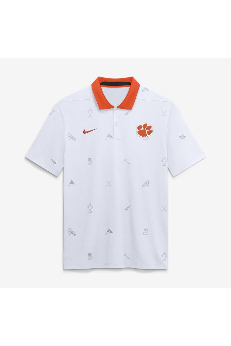 Men's Nike White Clemson Tigers Vapor Pattern Dri-FIT Polo, Main, color, White