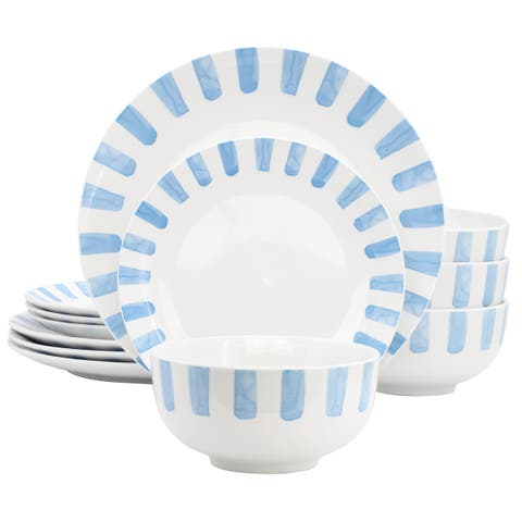 Pacific Waves 12 Piece Round Ceramic Dinnerware Set