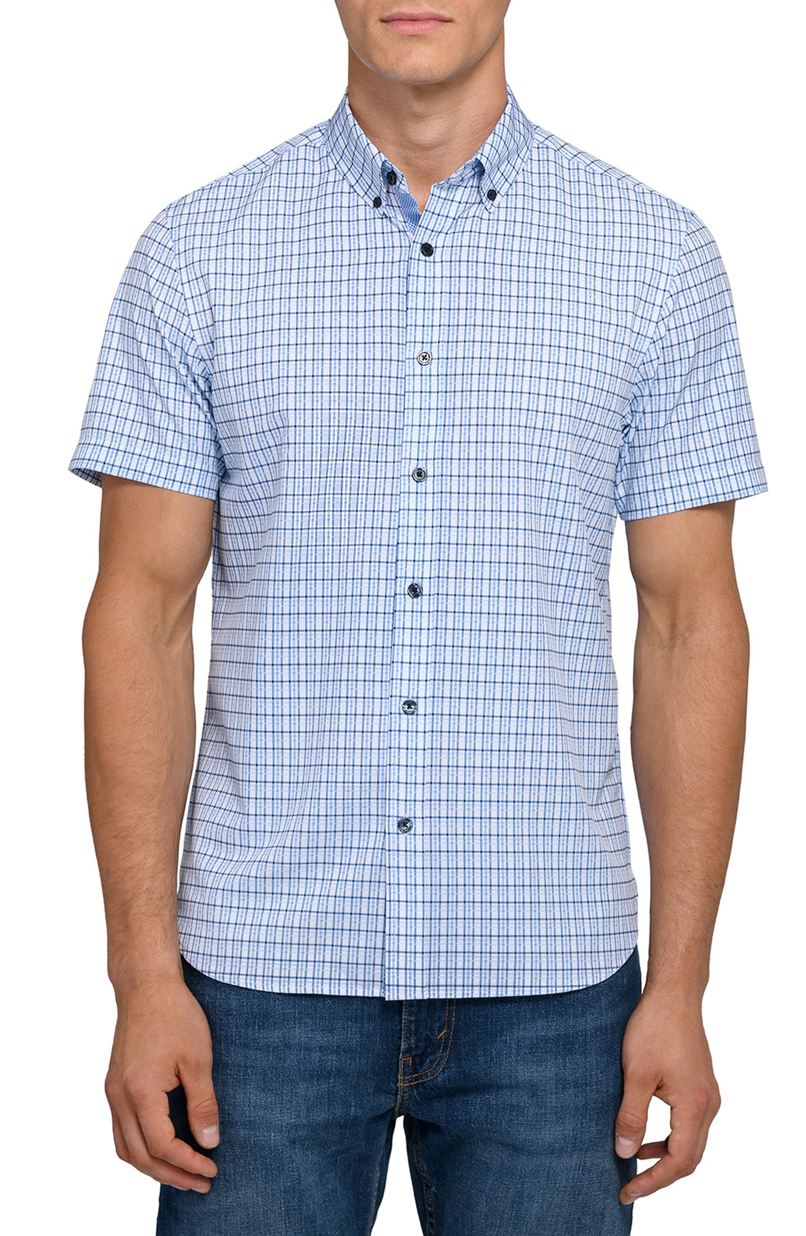 Plaid Woven Short Sleeve Basic