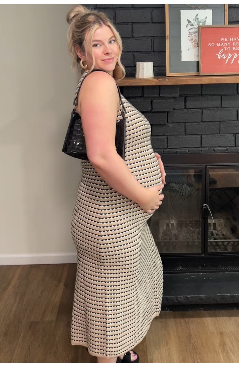 PinkBlush Striped Knit Fitted Sleeveless Maxi Dress, Alternate, color, 