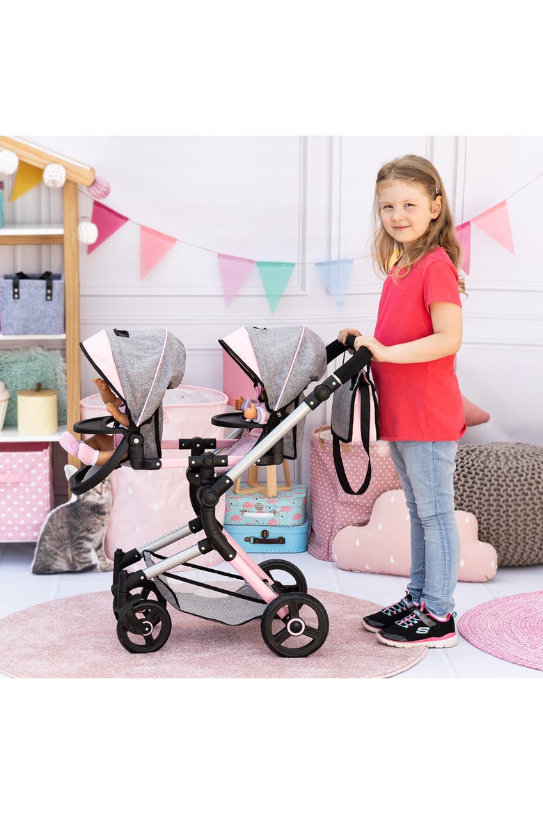 Twin Doll Pram Neo, Up to 18 Inch Dolls, Alternate, color, Pink