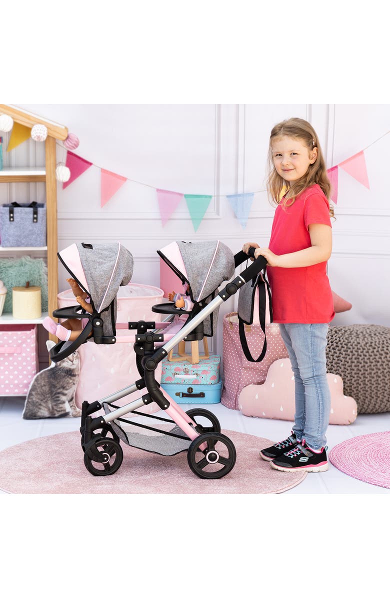 Bayer Design Twin Doll Pram Neo, Up to 18 Inch Dolls, Alternate, color, Pink