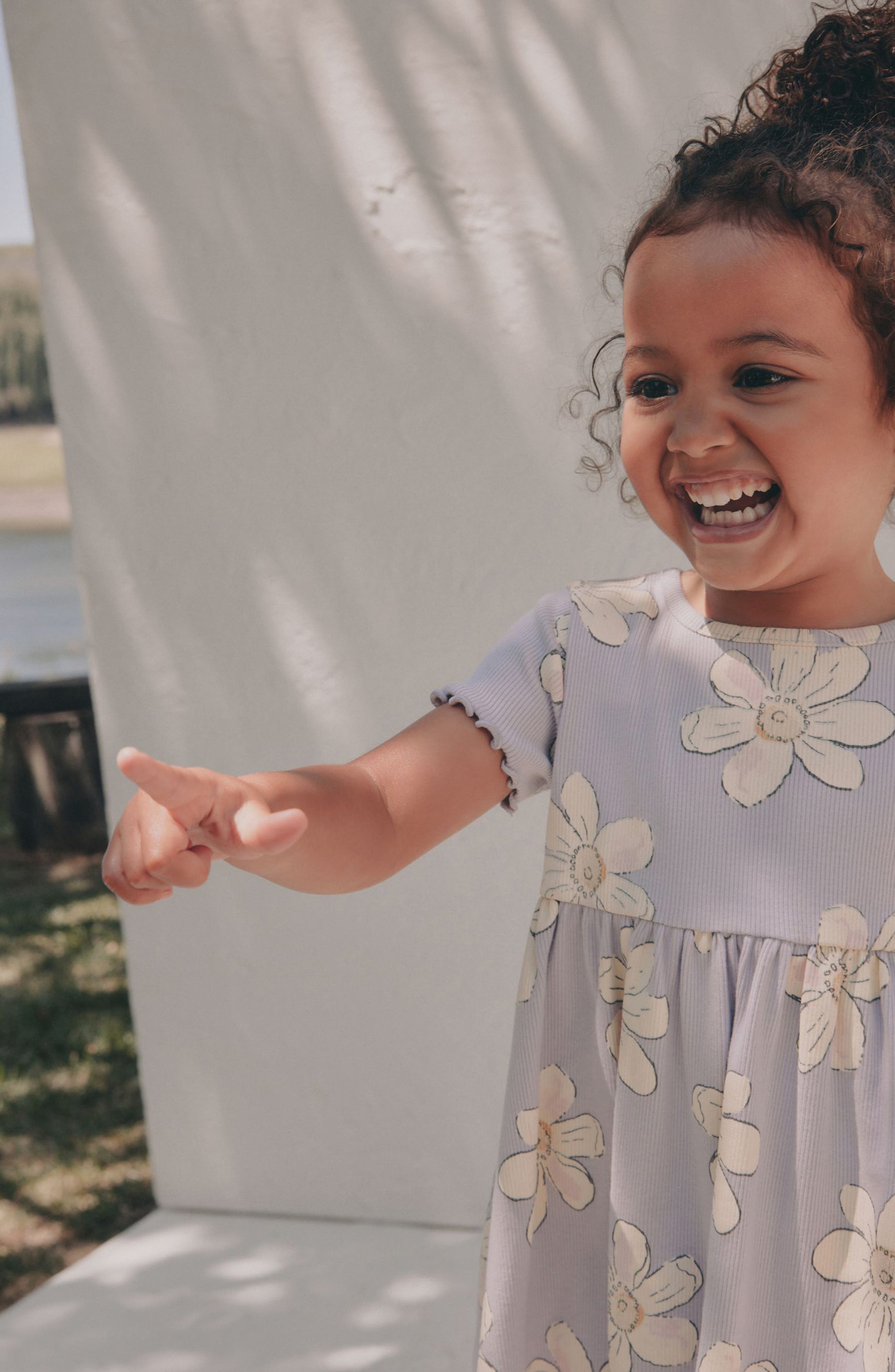 NEXT Kids' Daisy Print Rib Dress — фото 6