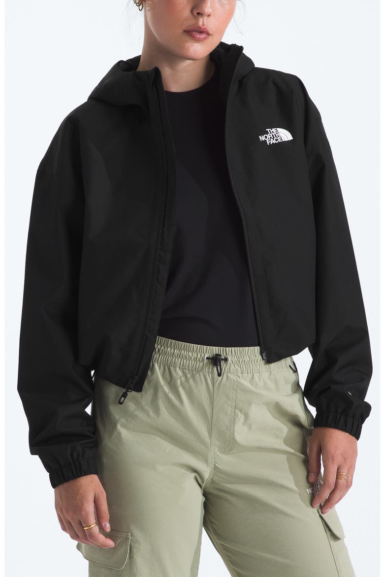 Quest Mono Waterproof Hooded Crop Jacket, Main, color, TNF BLACK