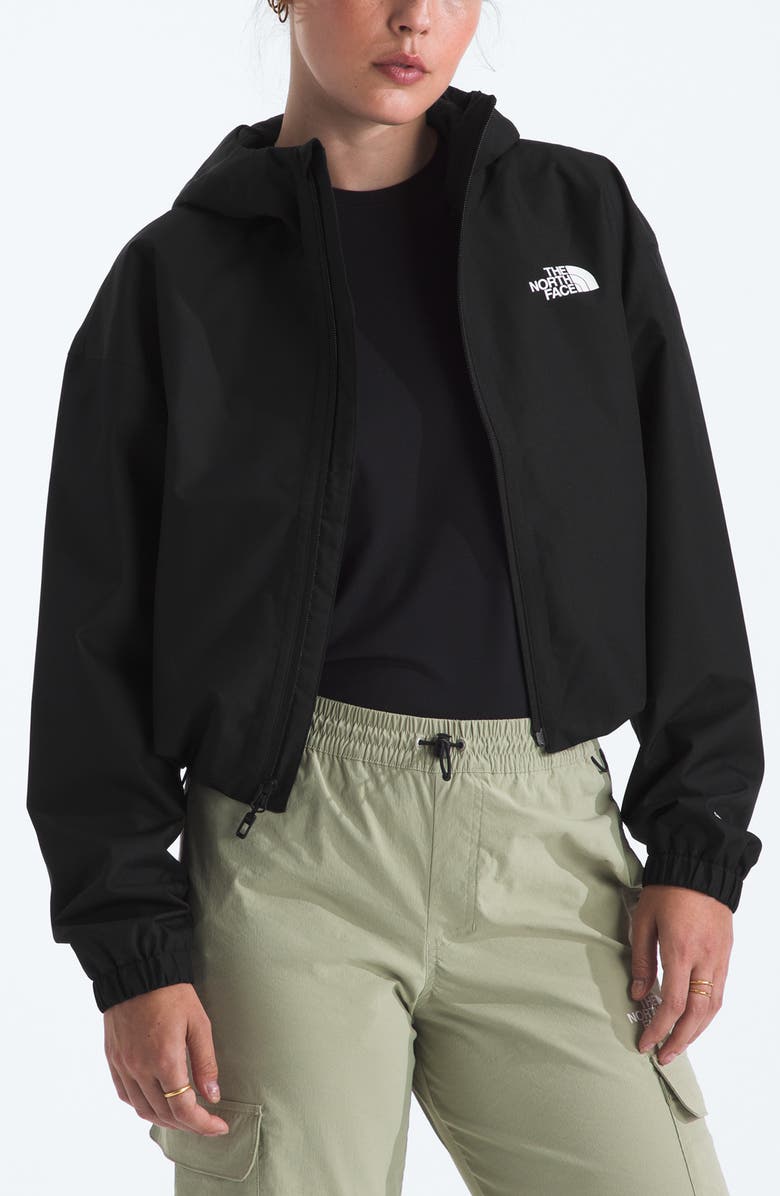 The North Face Quest Mono Waterproof Hooded Crop Jacket, Main, color, Tnf Black