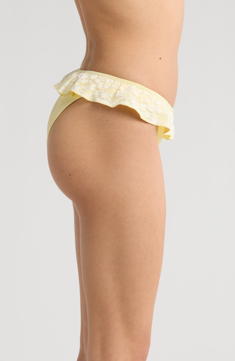 PacSun Annalise Lace Ruffle High Leg Bikini Bottoms, Alternate, color, French Vanilla W/ Lace