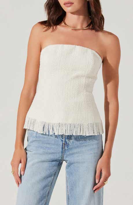 ASTR the Label Lorene Strapless Tweed Top