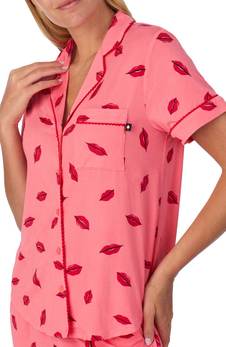 Kate Spade New York print short pajamas, Alternate, color, Dark Pink Print