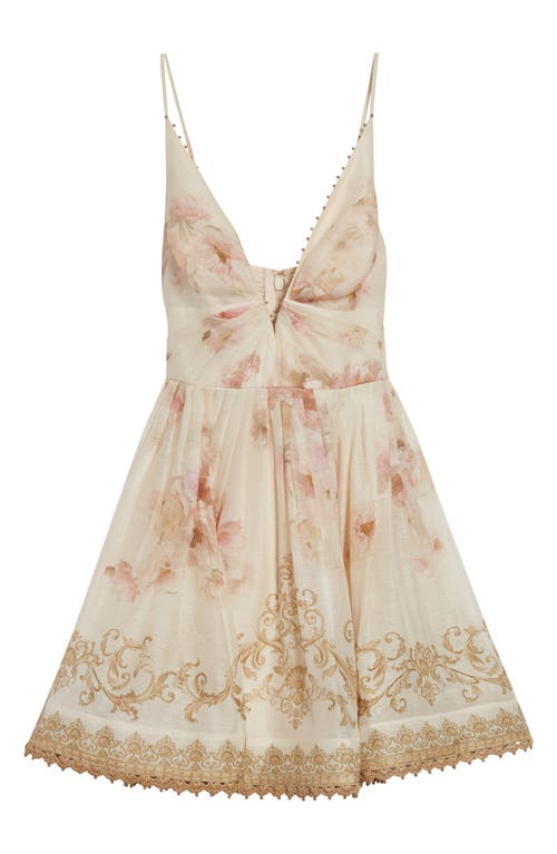 Zimmermann Hypnotic Linen And Silk Mini Dress In Neutral