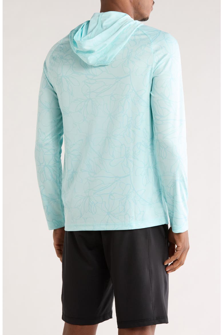 Floral Lines UPF 50+ Long Sleeve Hooded Swim Shirt, Alternate, color, BLIZZARD