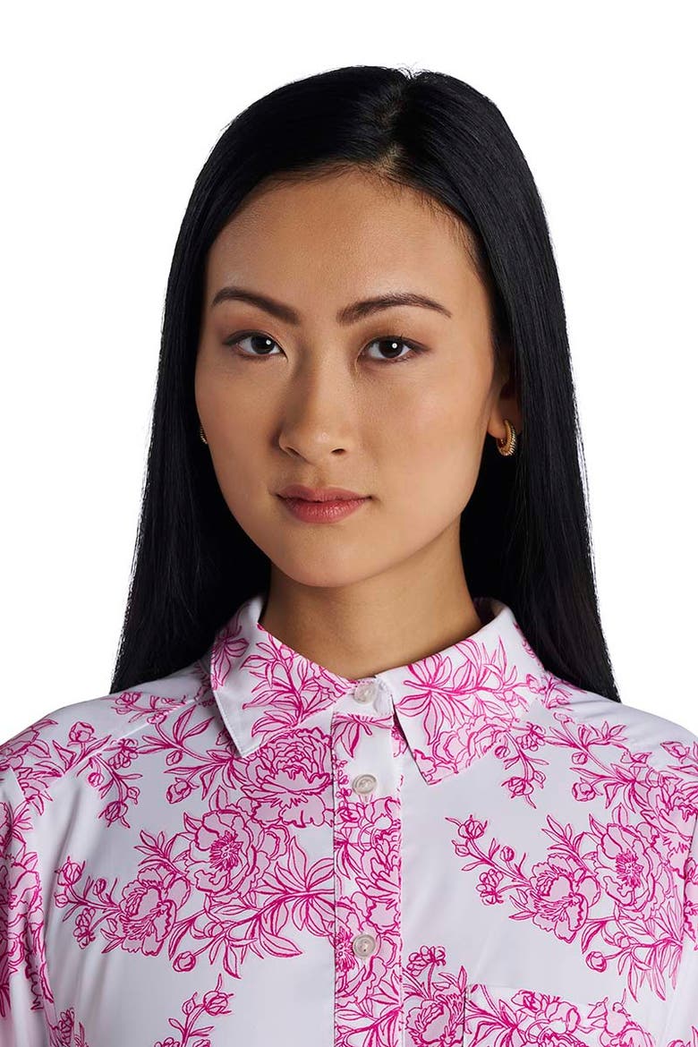Castaneda Short Flared Shirt Dress With Long Sleeves, Upf 50+ Sun Protection, Alternate, color, Fuchsia Pink