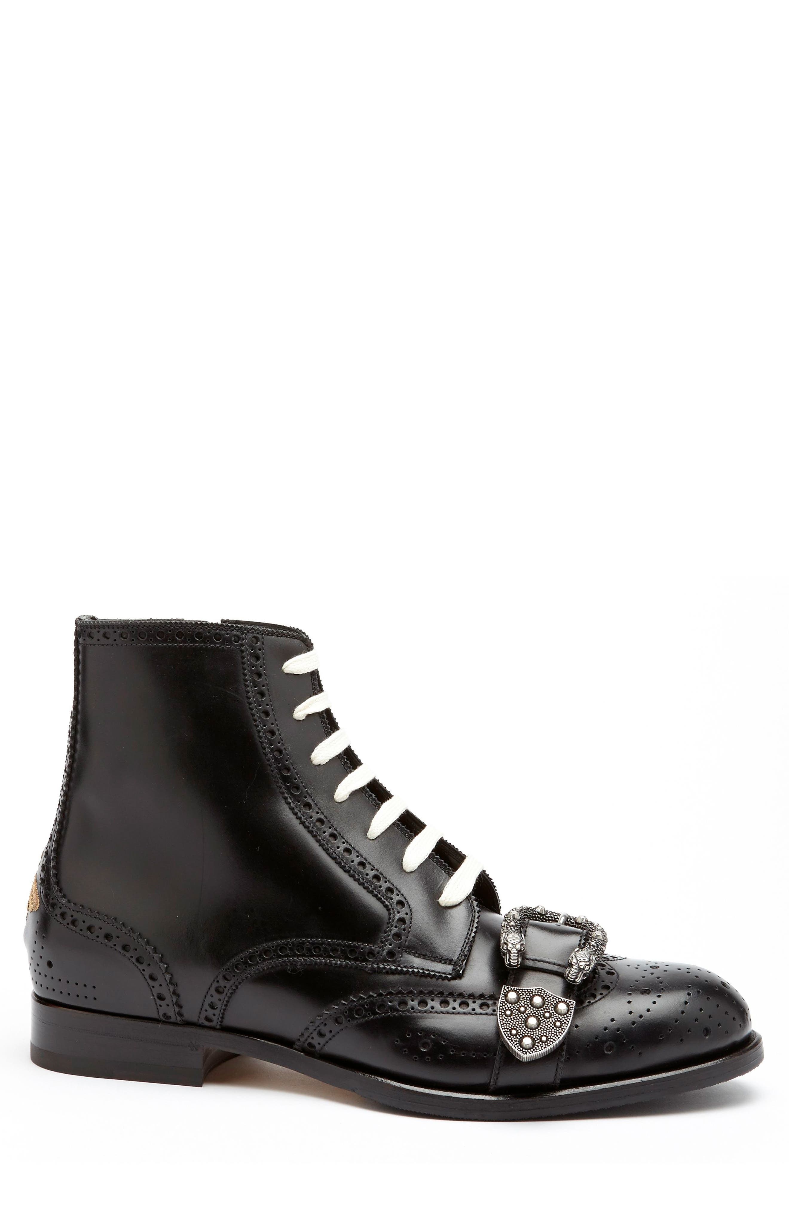 Gucci Queercore Buckle Strap Wingtip Boot, Alternate, color, 