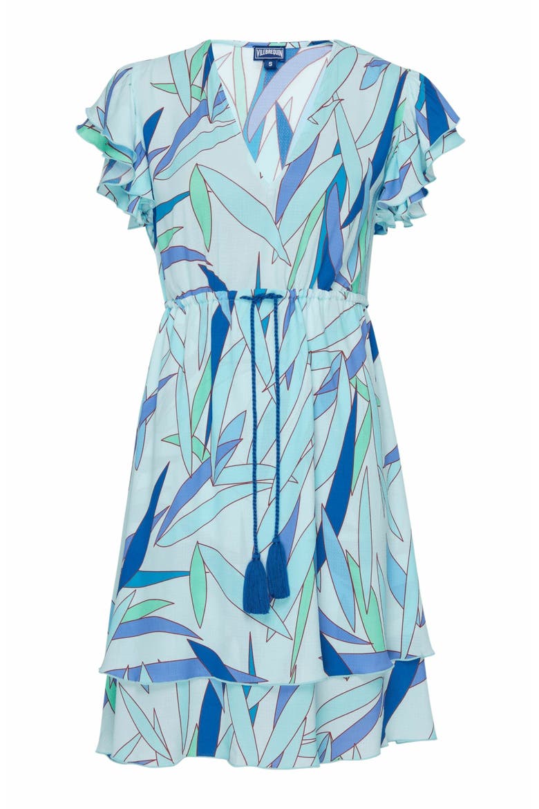 Women's Madrague Short Rayon Dress, Alternate, color, THALASSA