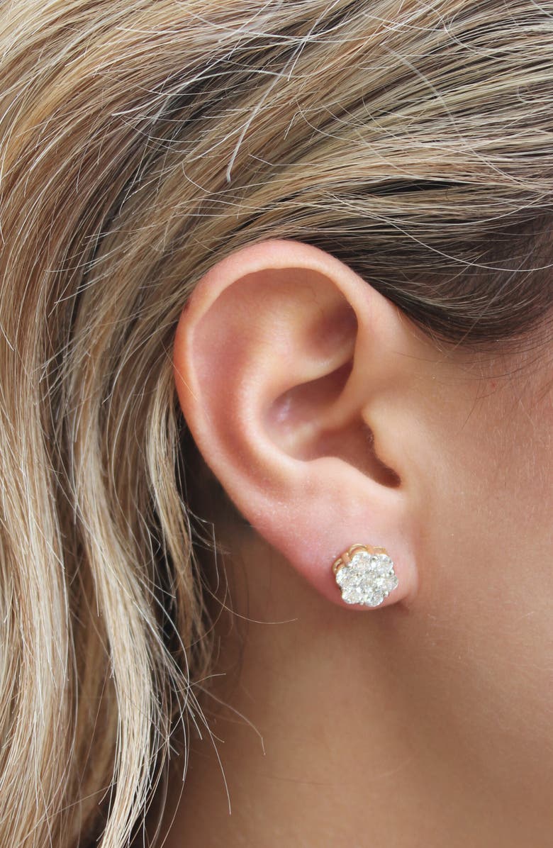 LuvMyJewelry Lab Grown Diamond Floral Cluster Stud Earrings, Alternate, color, 14K Yellow Gold