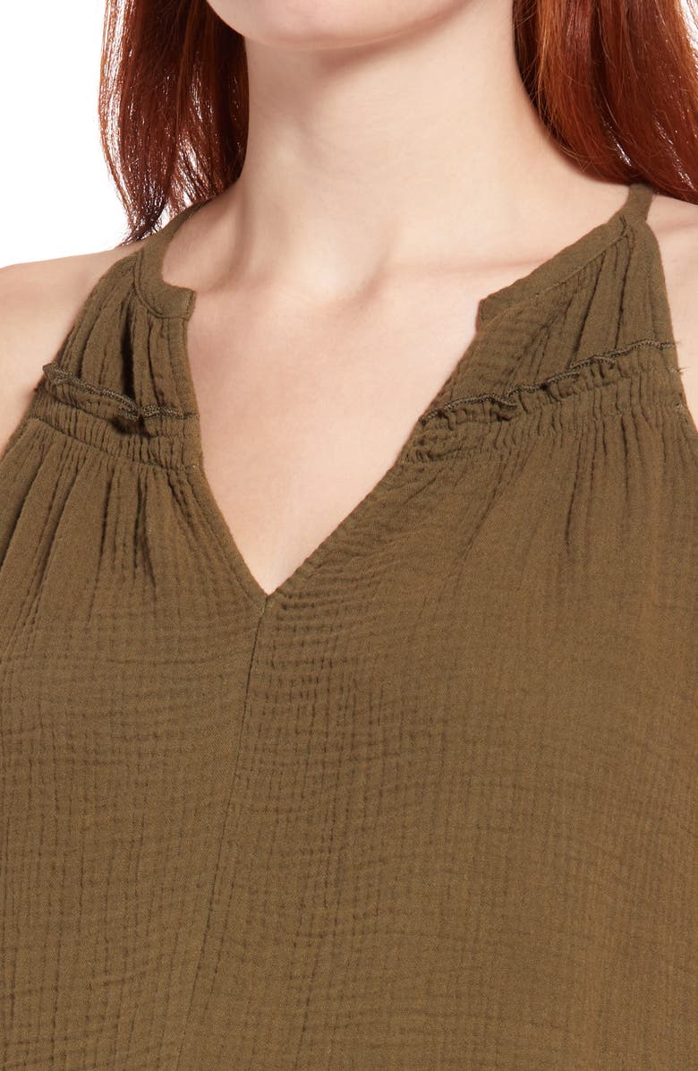 Maternal America V-Neck Cotton Trapeze Maternity Dress, Alternate, color, Aloe