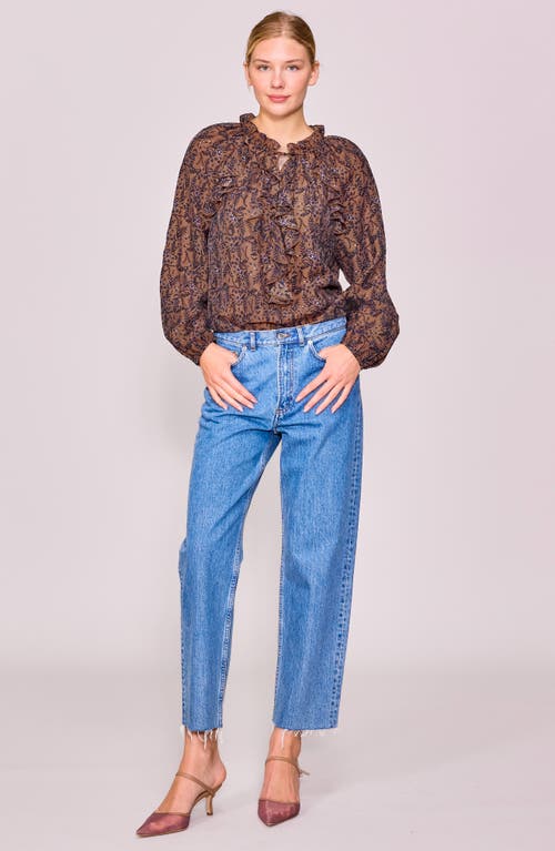 Melloday Ruffle Print Top In Multi