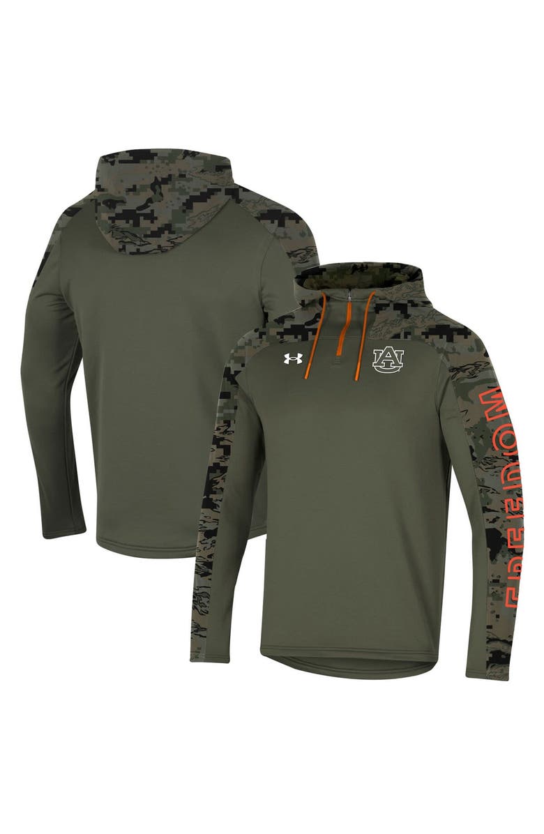 Under Armour Men's Under Armour Olive Auburn Tigers Freedom Quarter-Zip Pullover Hoodie, Main, color, 