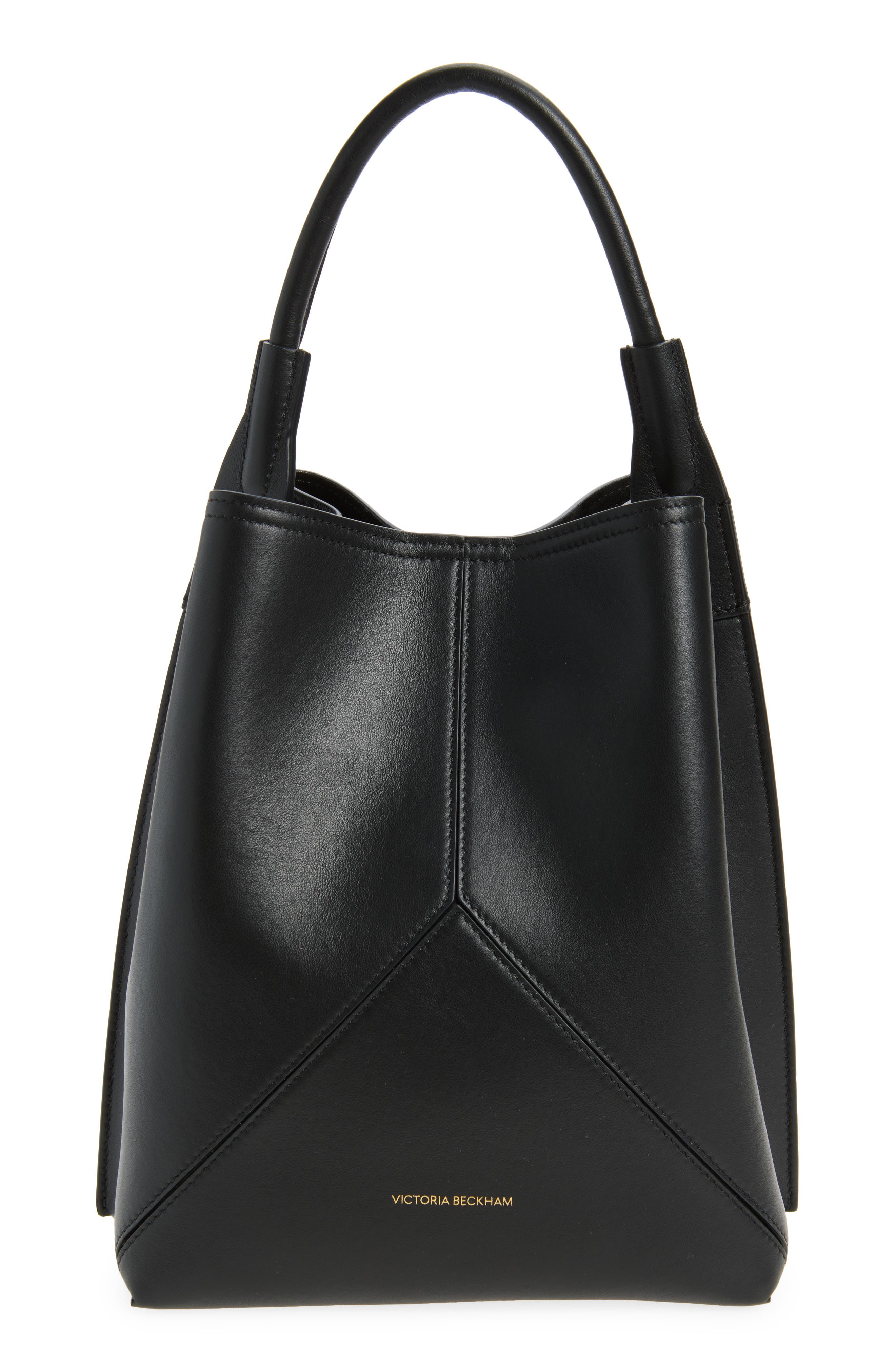 Victoria Leather Bucket Bag, Main, color, BLACK