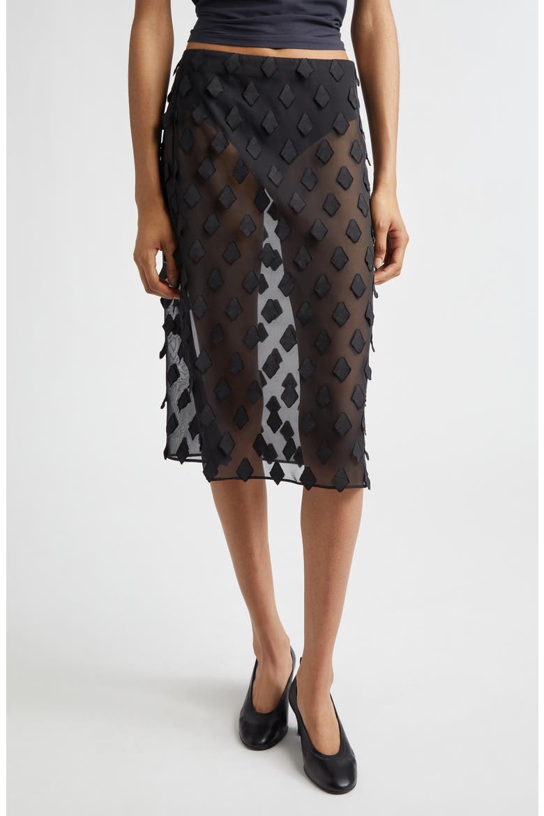 Tris Sheer Midi Skirt, Main, color, BLACK