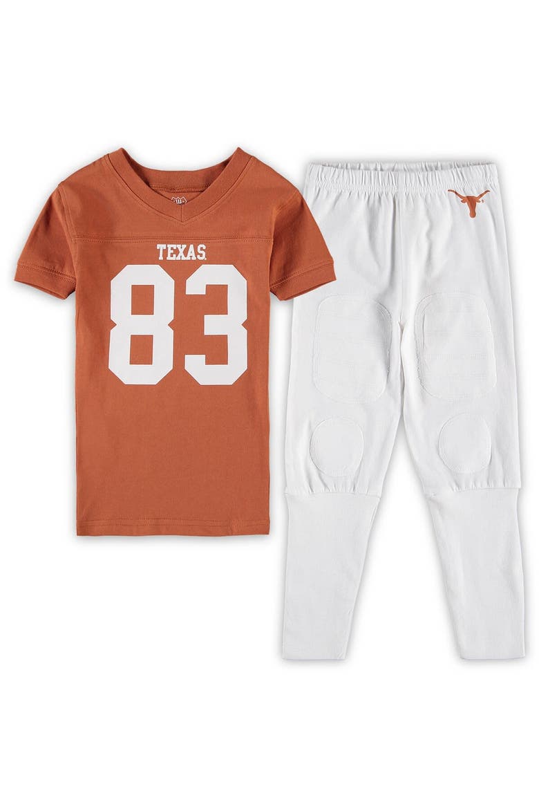 Preschool Wes & Willy Texas Orange Texas Longhorns Football Pajama Set, Main, color, Burnt Orange
